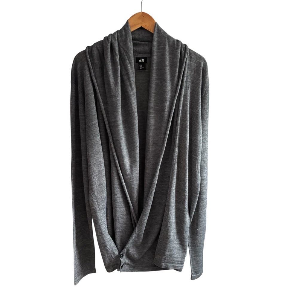 *FIRM OFFER* H&M Wrap Front Convertible Wool Blend Sweater Cardigan Gray Size Xl